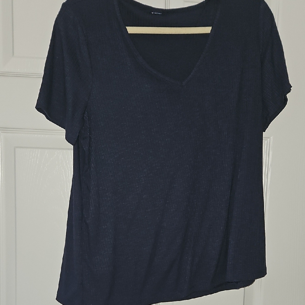Women's Navy Blue V-Neck Top